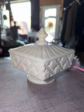 Westmoreland White Milk Glass Covered Dish